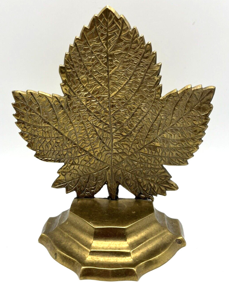 Brass Leaf Bookend Light Dark Academia Aged Patina Fall