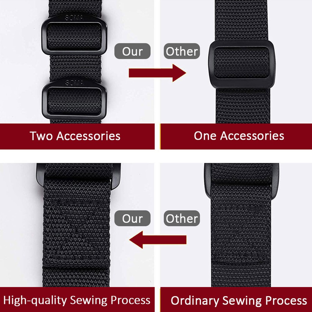 2 Points Rifle Sling - Adjustable Gun Sling With Fast-Loop 1.25" Webbing / Black