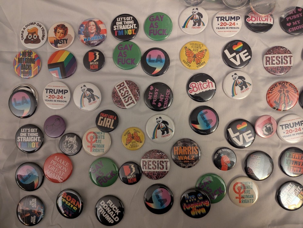 91 Pin Back Buttons Political,Self Expression Lgbtq,Rights