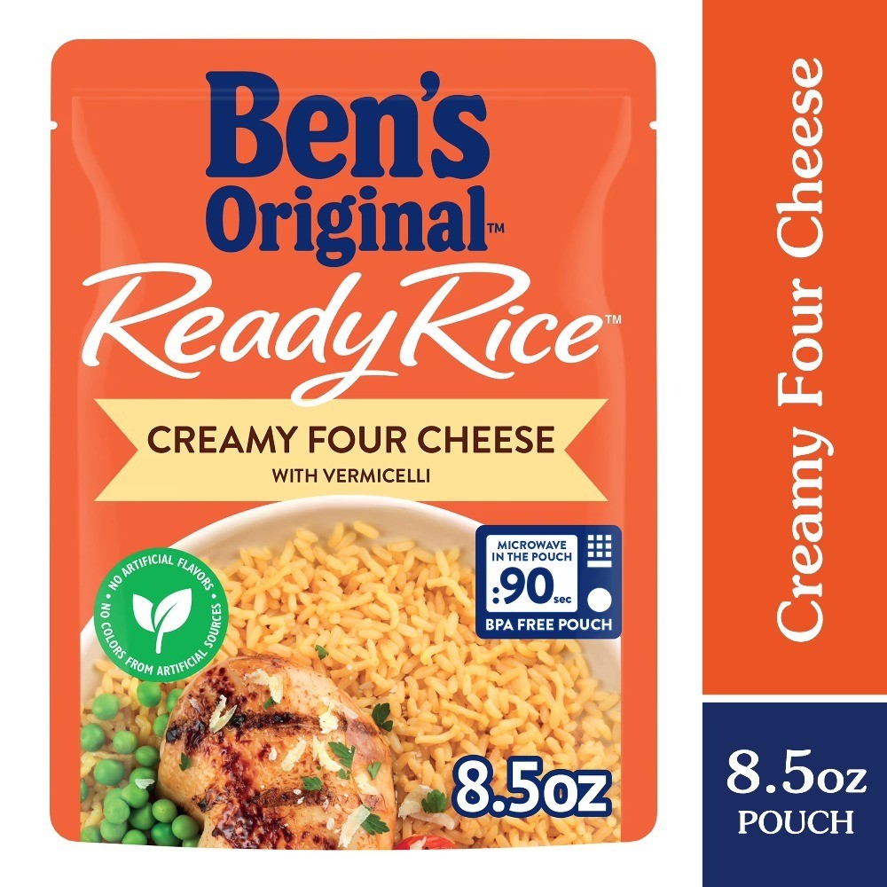 (12 pack) Ready Rice Creamy Four Cheese Flavored Rice, Easy Dinner Side, 8.5 oz