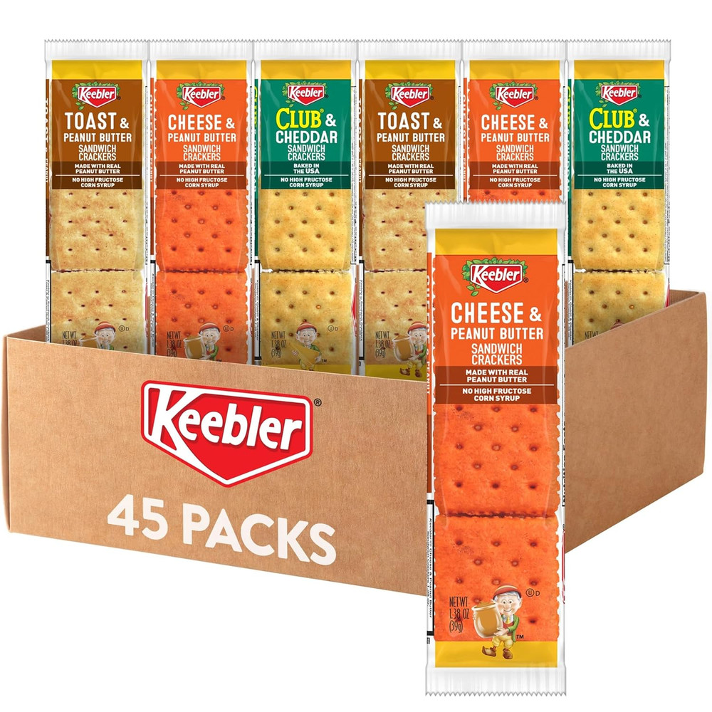 Sandwich Crackers, Lunch Snacks, Variety Pack (45 Packs)