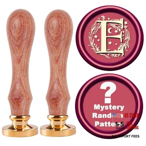 Wax Seal Stamp Set - 2pcs Initial Alphabet E With Mystery Random Letter-E