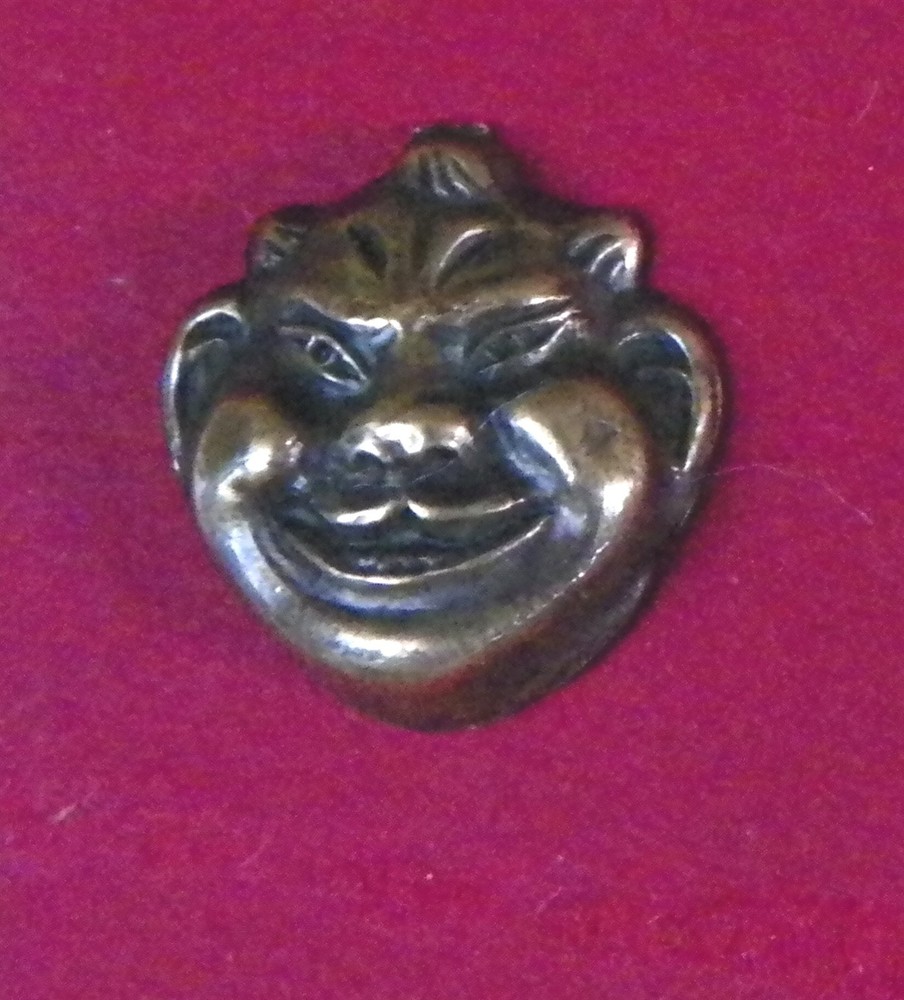 Bb IMPISH Face Antique Brass BUTTON realistic small