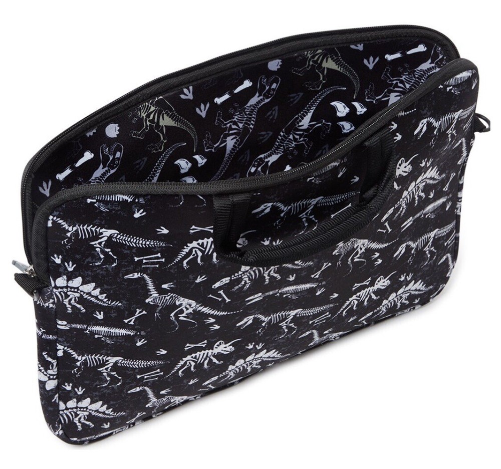 LAPTOP Computer case DiNoSaUr SkELEtOn Black & White Neoprene, Wipe Clean