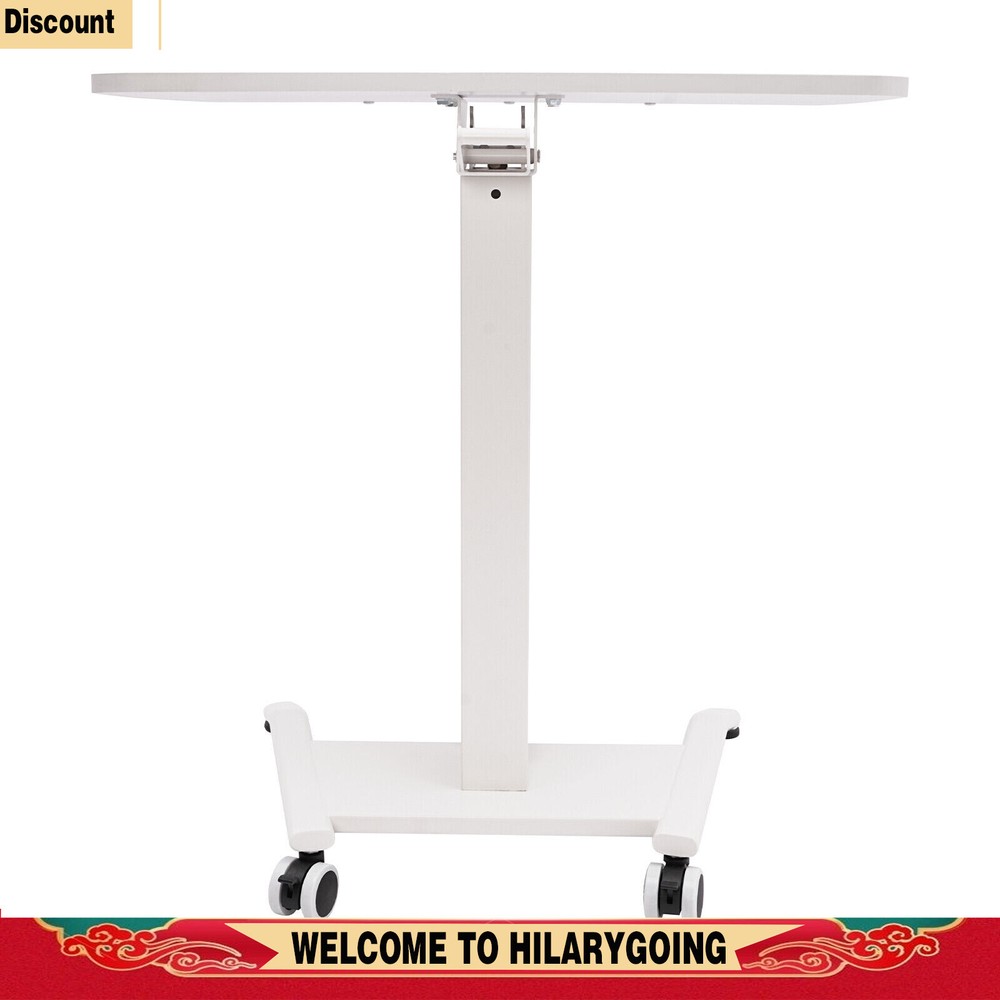 Adjustable 10°-30° Rolling Podium Desk Standing Lifting Computer Desk White
