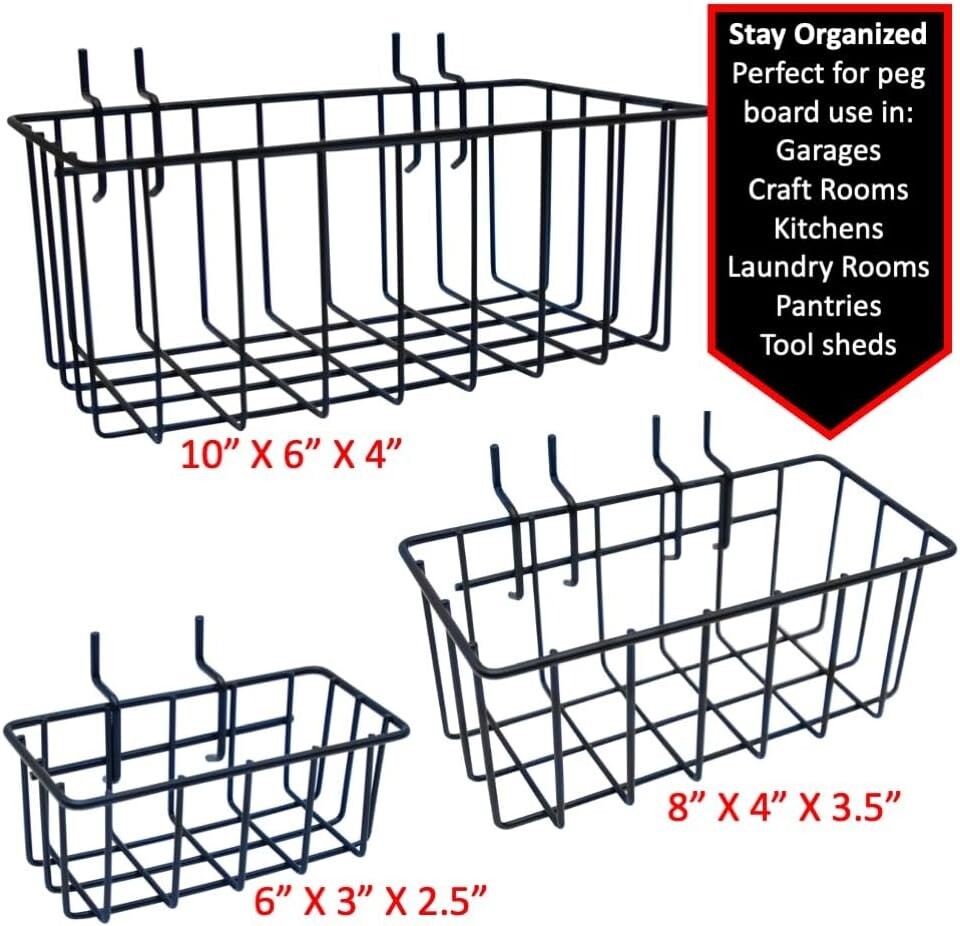 Robust Pegboard Organizer Hooks – 3 Pack of Heavy Duty ¼" Hole Storage Solutions