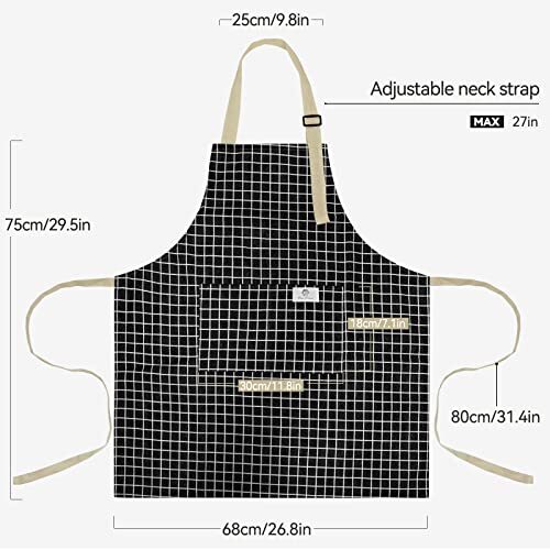 2 Pack Kitchen Cooking Aprons, Adjustable Bib Waterproof Chef Apron Grey/Black