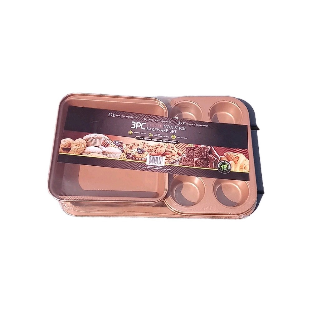 3PC Copper Non Stick Bakeware Set New in Packaging