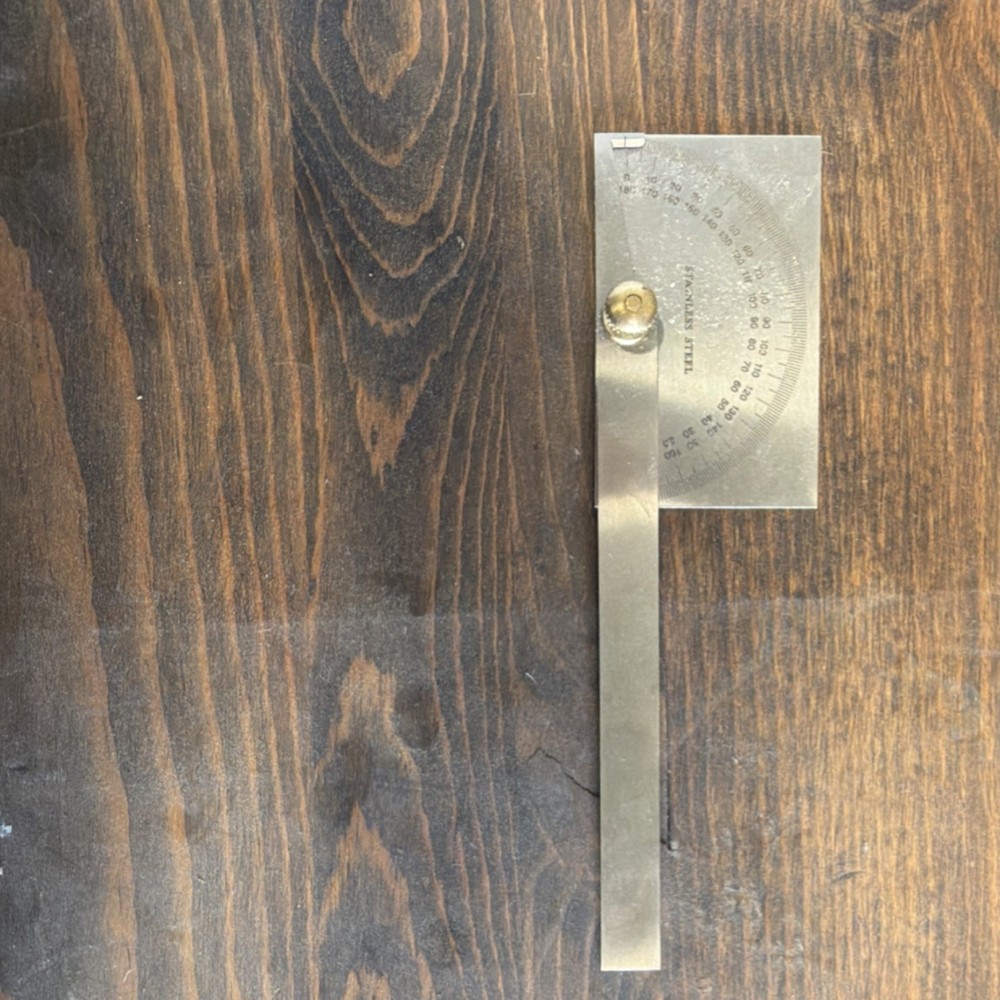 Stainless Steel Bevel Protractor Rectangular Head 0-180 Degrees