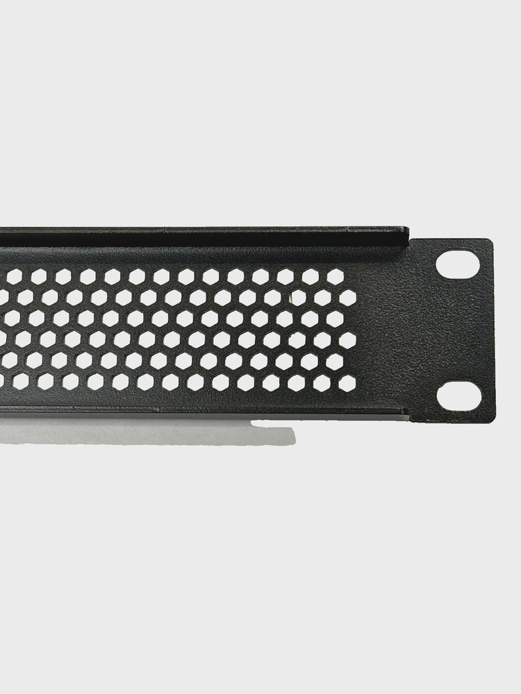 1U (Space) Perforated Black Heavy Duty Flanged Rack Case Panel 19" x 1.75"