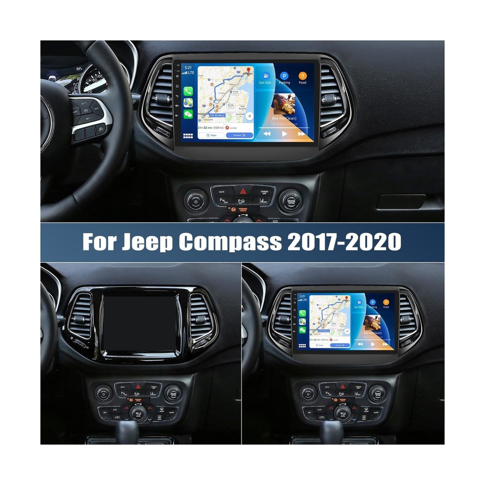 4 Core 2+64G Android 15 Car Stereo for Jeep Compass 2017-2020 with Wireless C...