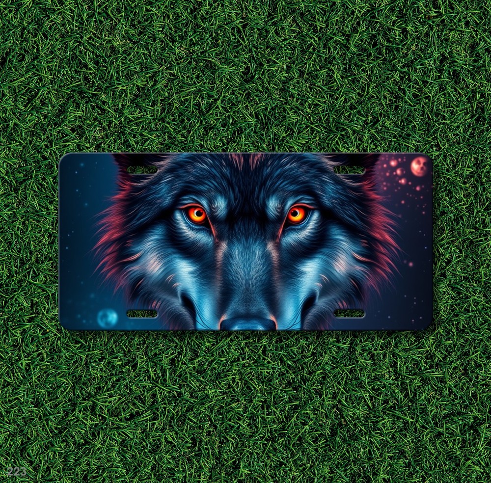 Hyperrealistic Wolf License Plate Your Text Universal Fit Plate Unique Gift