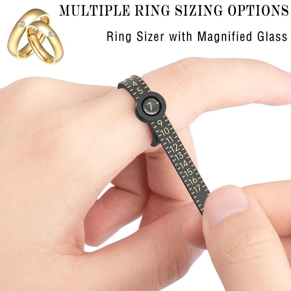 Ring Sizer Measuring Tool Set, Metal Mandrel Sizers for Loose sliver