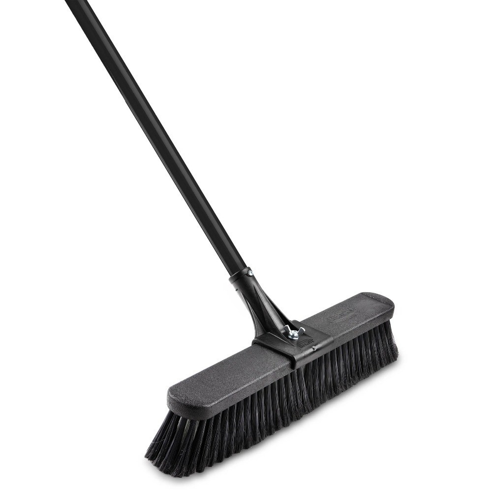 High Power Push Broom with Multi-Surface Steel Handle for Heavy Duty Cleaning