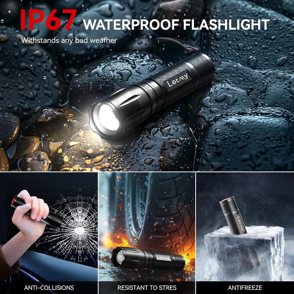 Tactical Flashlight S2000-2 Pack Bright Military Grade LED Flashlights High
