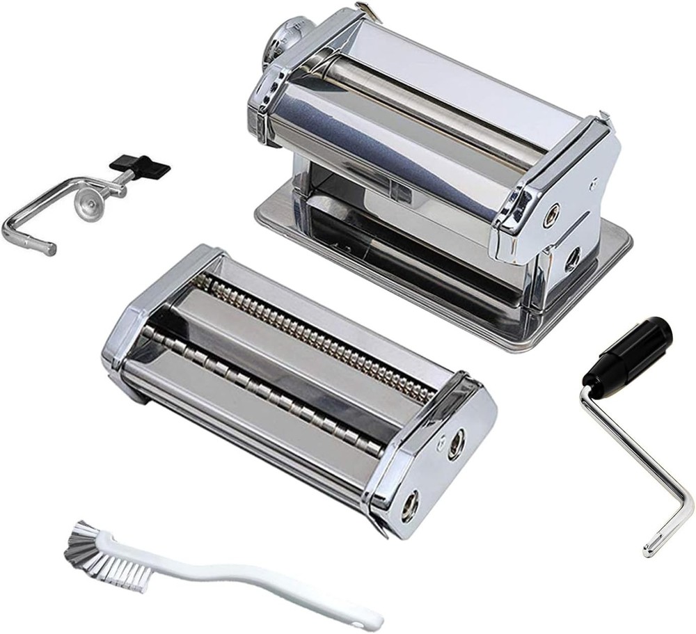 Pasta Maker Machine, Manual Makers 9 Adjustable Thickness Silver