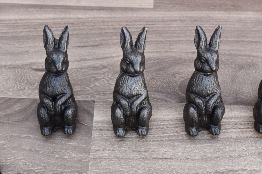 Cast Iron Knobs Rabbit cabinet drawer Vintage door handles pull rustic 10 pcs