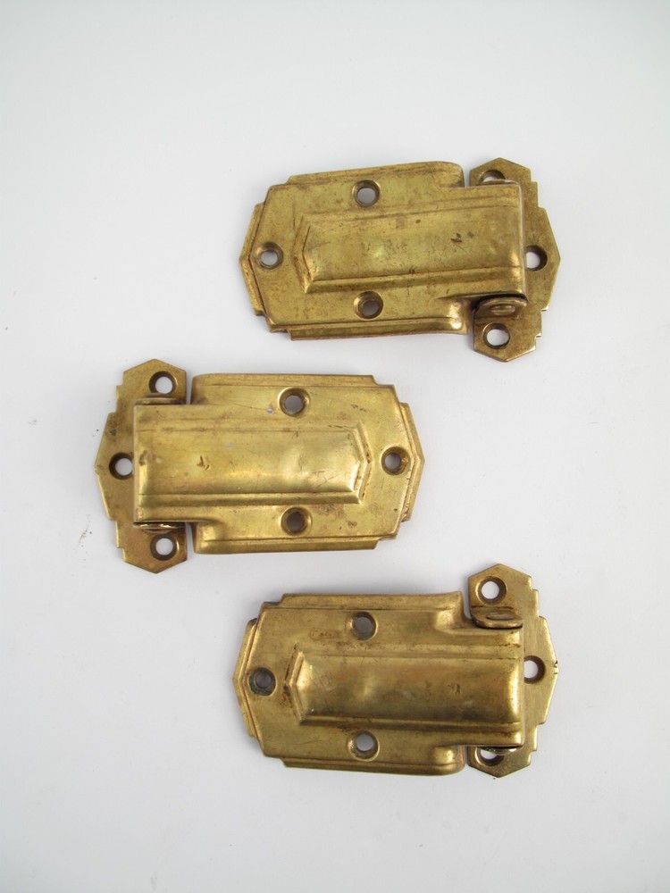 THREE / Vintage Art Deco Stepped Skyscraper Offset Cabinet Hinge 4.5"x3"