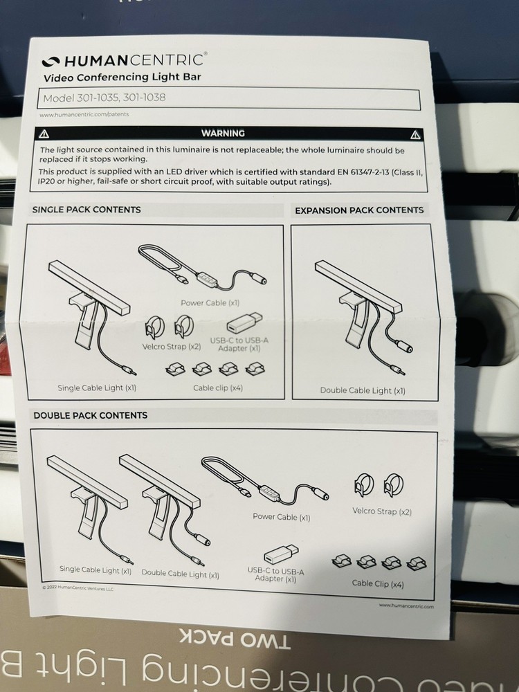 HumanCentric Video Conference Lighting - Double Kit (2-Pack) - LED Webcam Light
