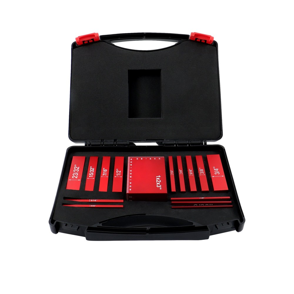 Setup Blocks Woodworking Tools 15-Piece Gauge Block Set with Storage Box