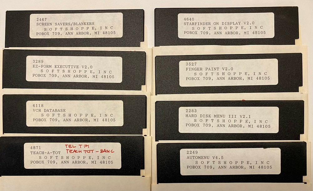 28 Vintage Softshoppe Shareware Programs on 5-1/4 Disks Utilities Games Other
