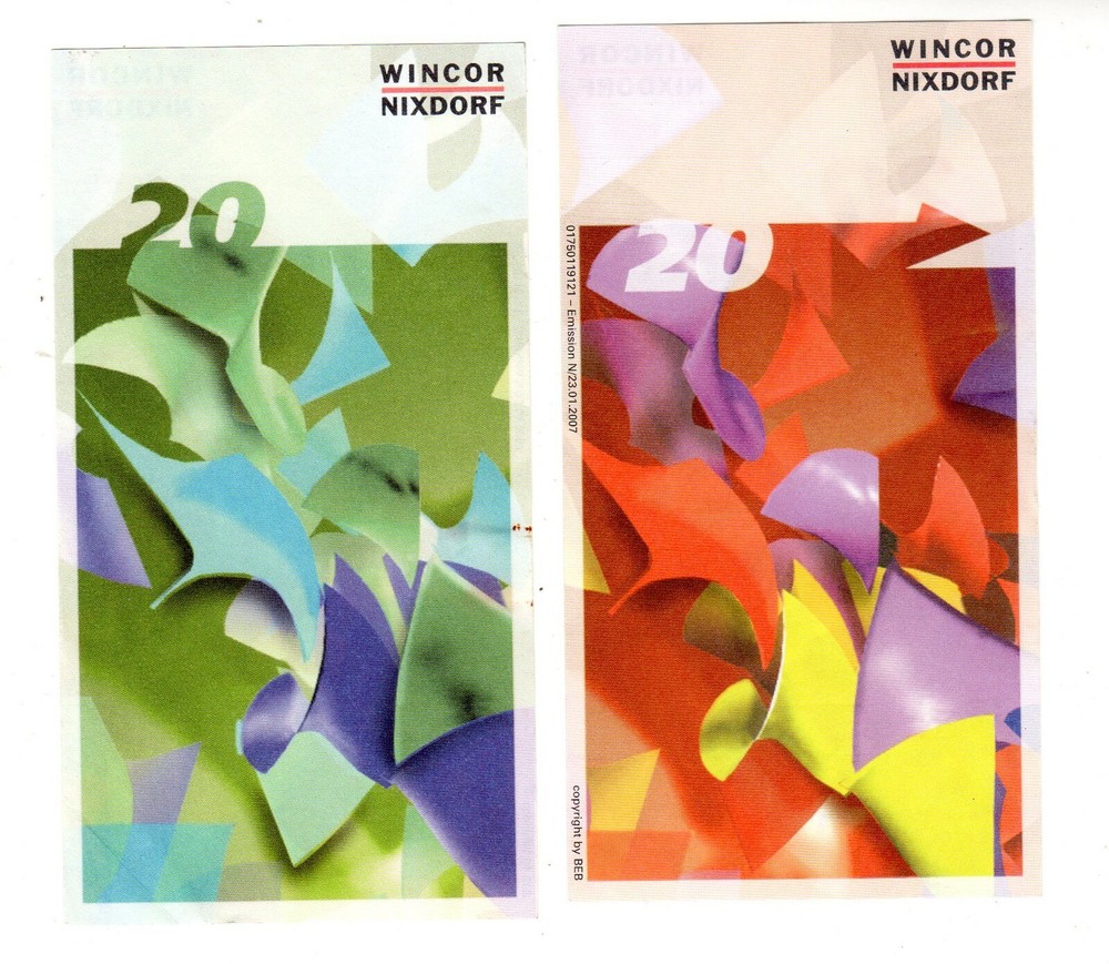 WINCOR NIXDORF TEST NOTE SAMPLE 20 UNITS EMISSION COLOR (2007 2008 )