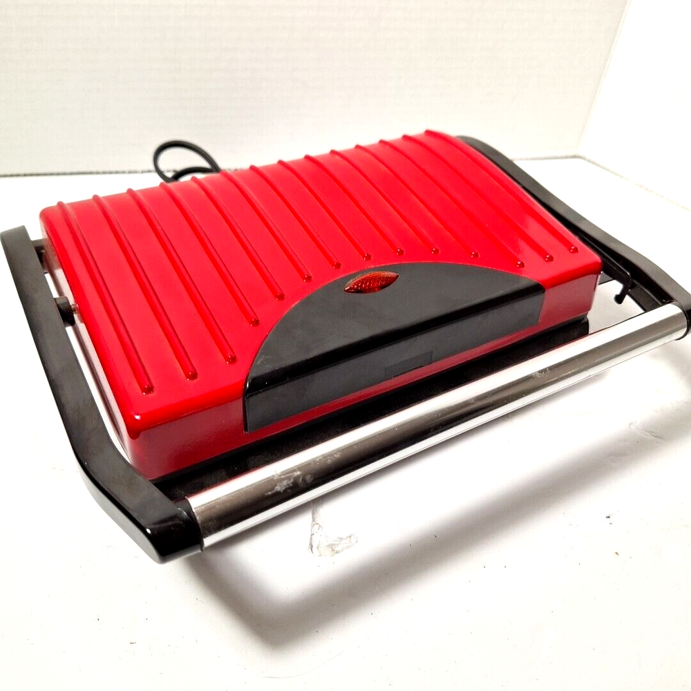 Panini Press and Sandwich Maker Electric Red Counter Top Grill Intertek