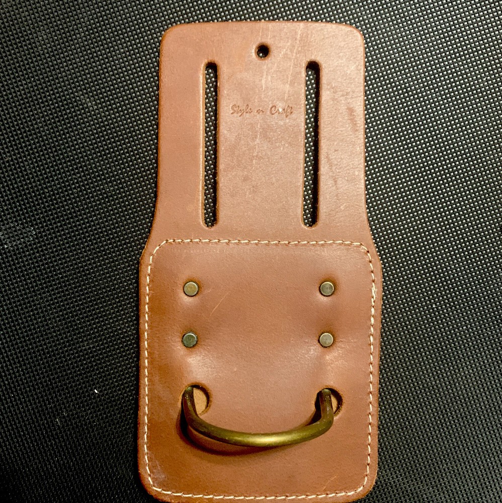 Large Cowhide Leather Axe Holder. Genuine Leather & Solid Brass. 9”x4.7”.
