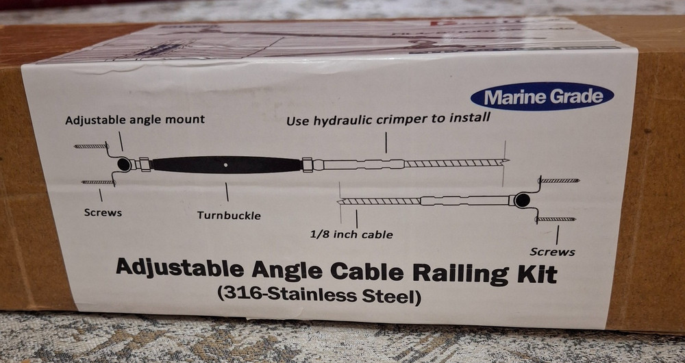 DeckMan T316 Adjustable Angle Cable Railing Kit 30-Pack Fits 1/8" (OD) SS Cable