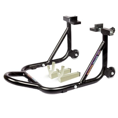 Motorcycle Rear Wheel Stand, Paddock Lift with Fork & Swingarm Spool, 529 lbs Ca