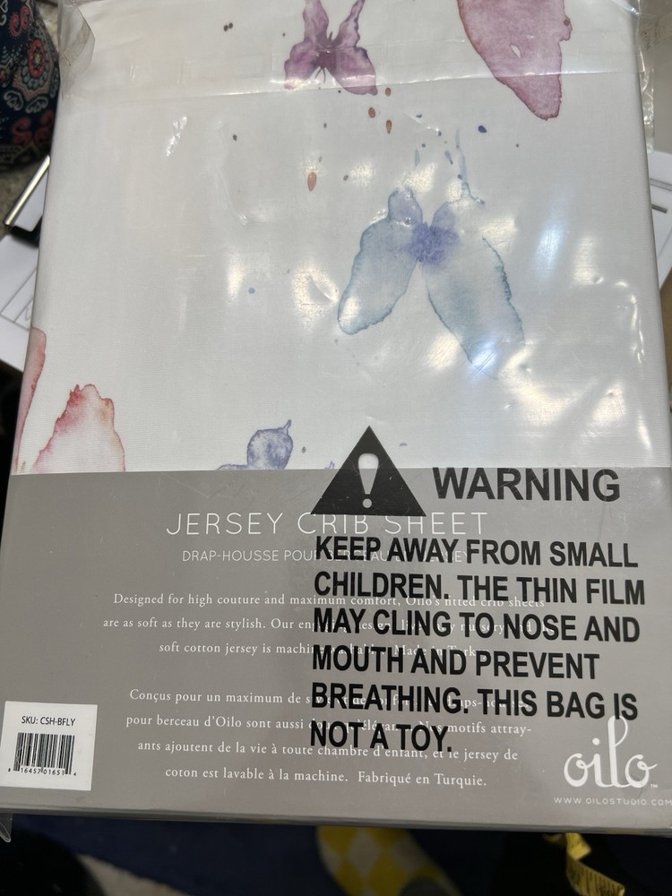 Olio Set/2 Butterfly Jersey Crib Sheets New In Package