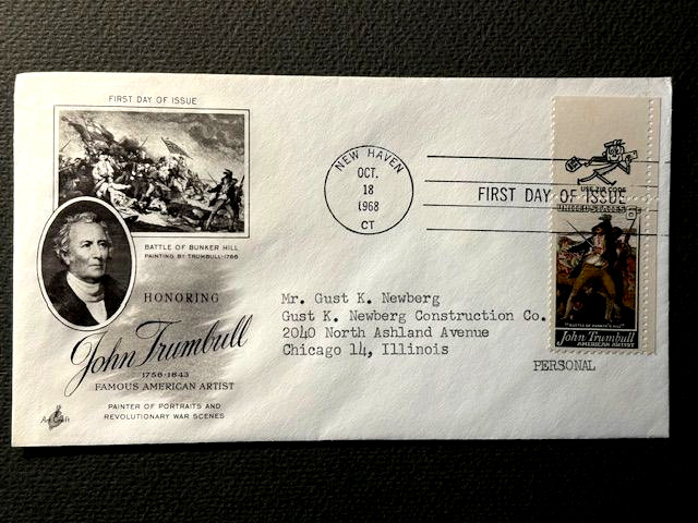 FDC, 1968 John Trumbull  (ArtCraft Cachet)