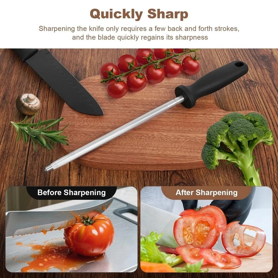 Handle Sharpening Blade Rod Knife Kitchen Tool Sharpener Rod Professional Carbon