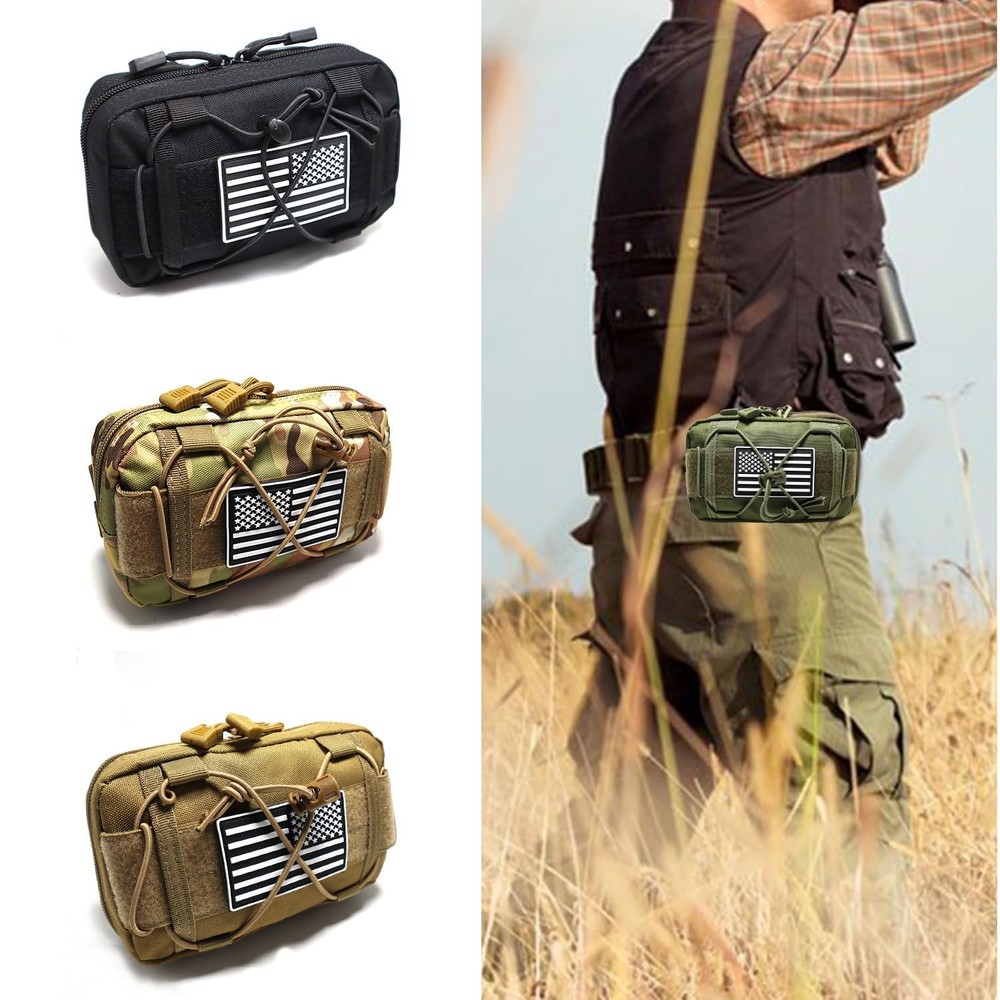 Tactical Molle Admin Pouch Compact Utility EDC Tool Bag with Shoulder Black
