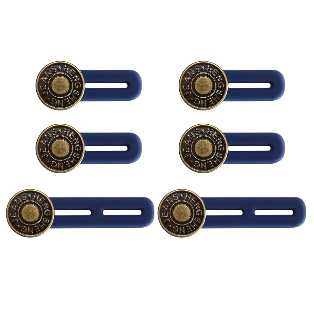 6 Pcs Jean Button Extender, Pants Extender for Moderate, dark blue