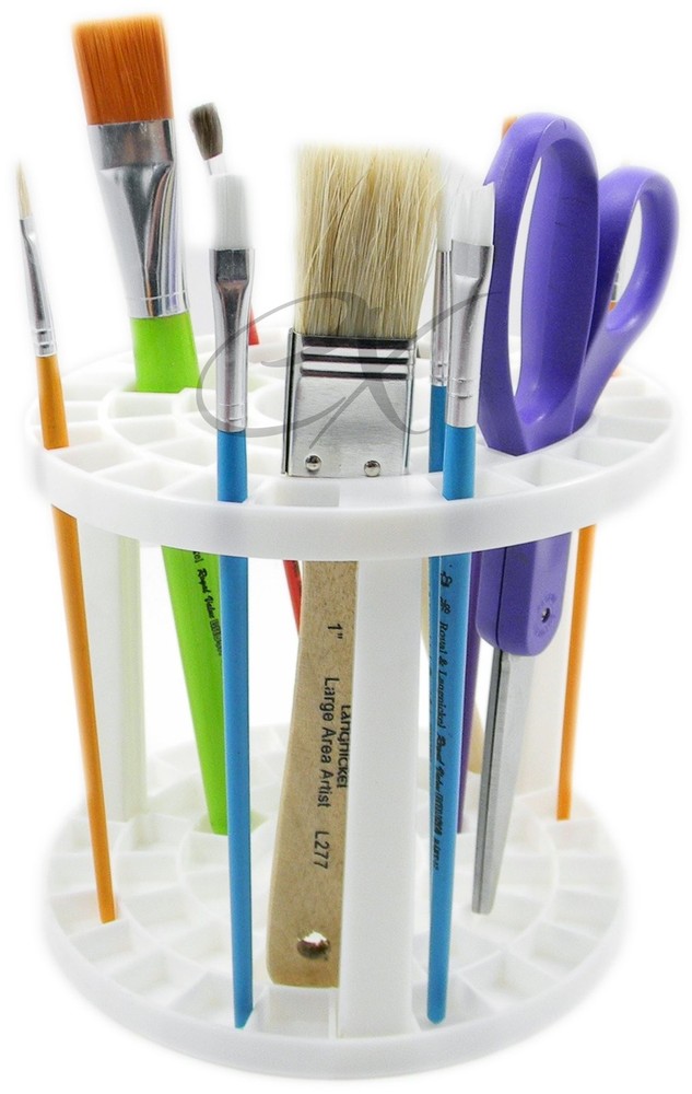 Studio 71 Pencil and Brush Stand, White Plastic, Round