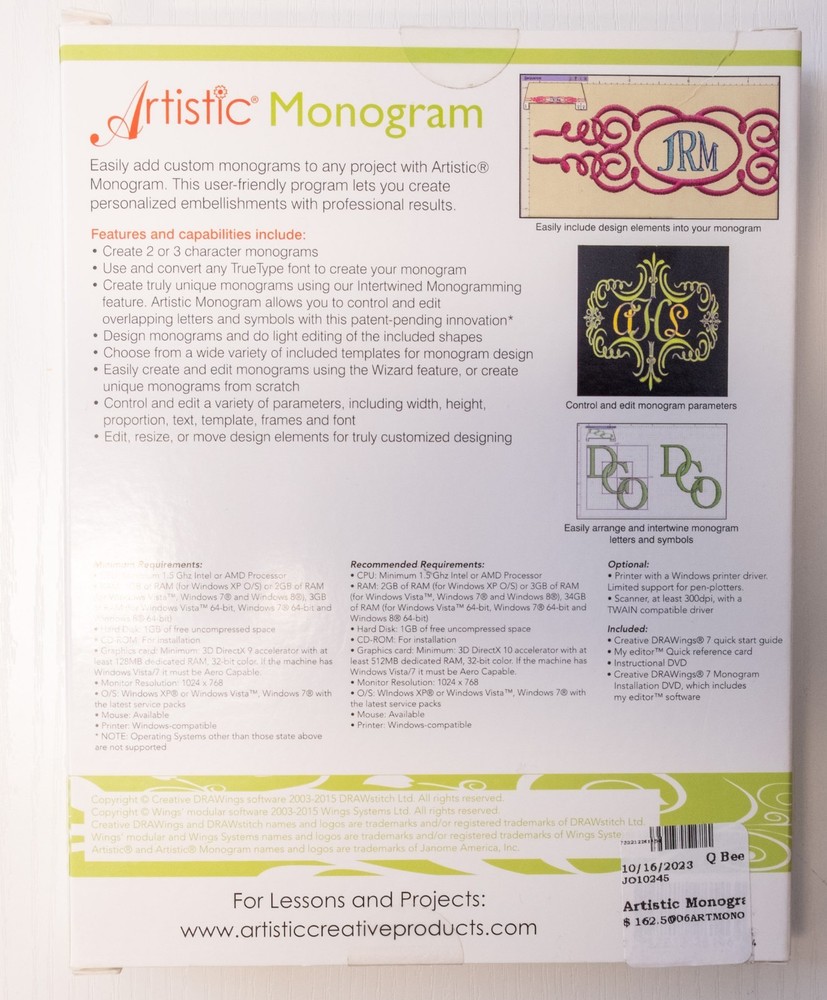 Artistic Monogram Embroidery Software