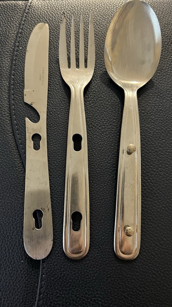 Vintage (Japan) 3-Pc Stainless Flatware Camping Spoon Fork Knife