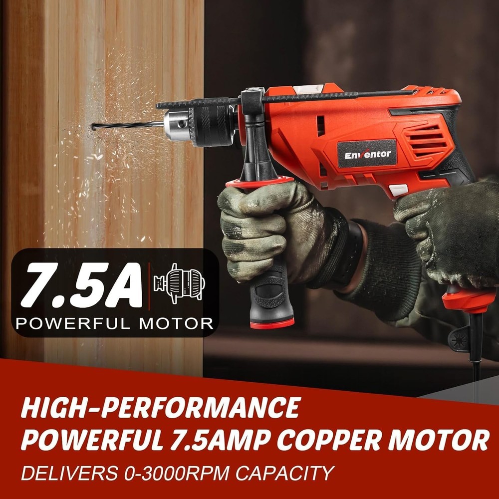Corded Electric Hammer & Drill Combo - 1/2 Inch Chuck