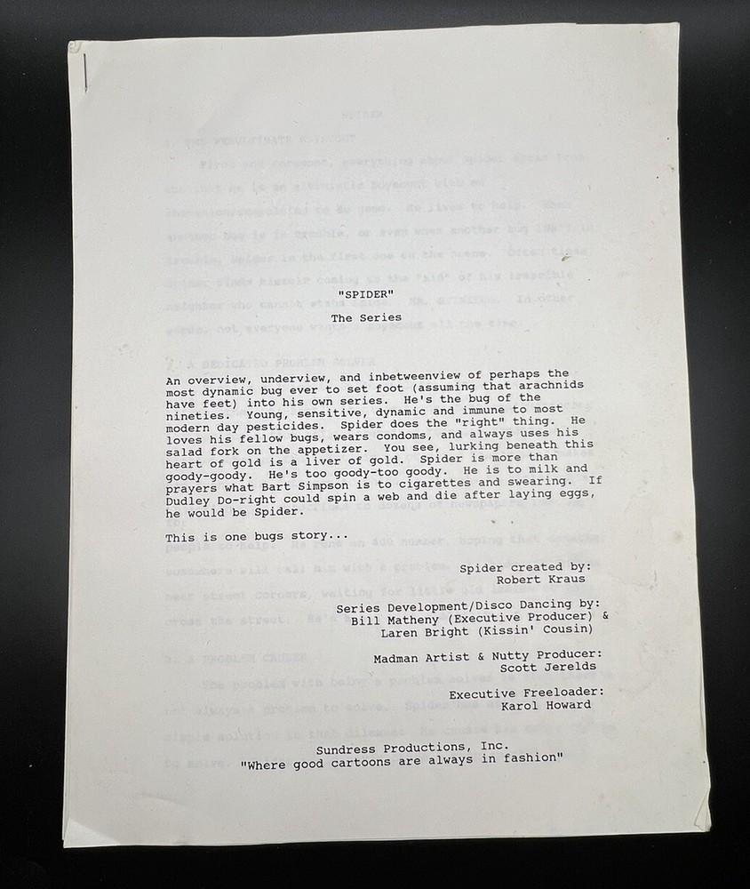 Vintage Movie Screenplay Script Spider  by Kraus, Robert RARE