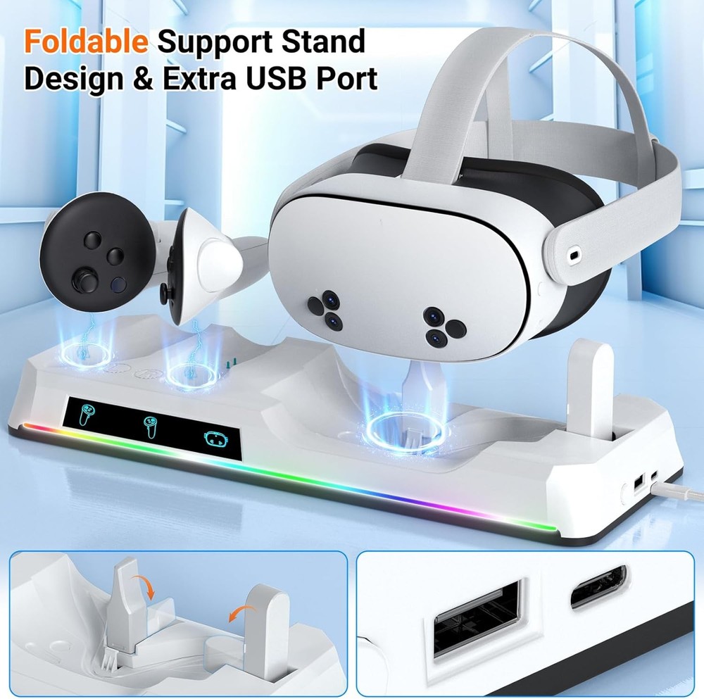 Fast Charging Dock For Meta Quest 3S/3 Magnetic VR Headset & Controller Charger