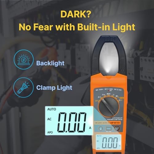 Digital Clamp Meter Multimeter 1000A AC/DC Amp Voltmeter, Auto-Ranging TRMS