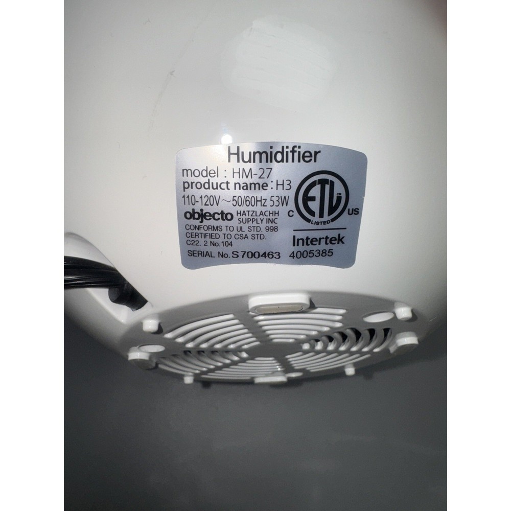 Objecto H3 Aromatherapy Essential Oil Diffuser White Ultra Cool Mist Humidifier