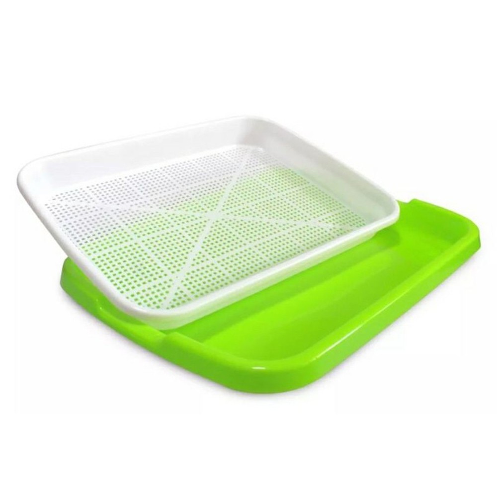 1 Pcs Green Plastic Sprouting Tray Sprouter Microgreens 2 Layer Hydroponic Tray
