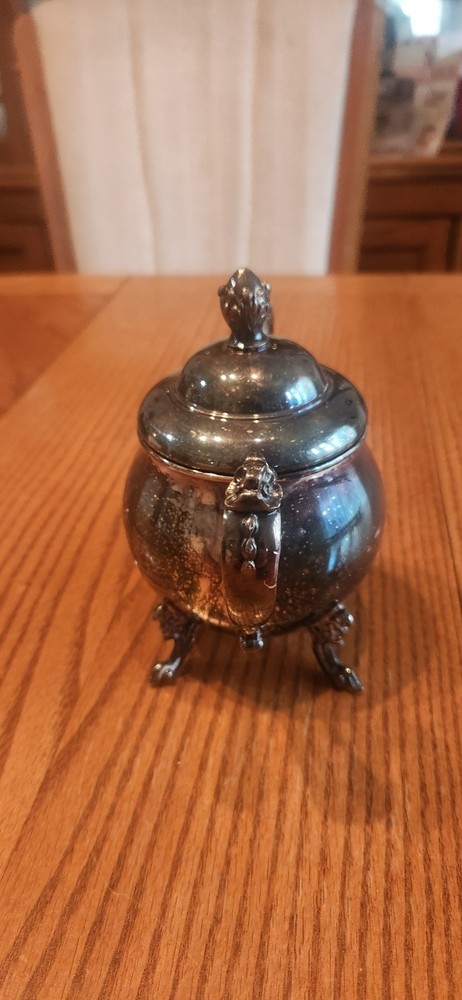 Vintage Silver Over Copper Creamer & Sugar Bowl Set