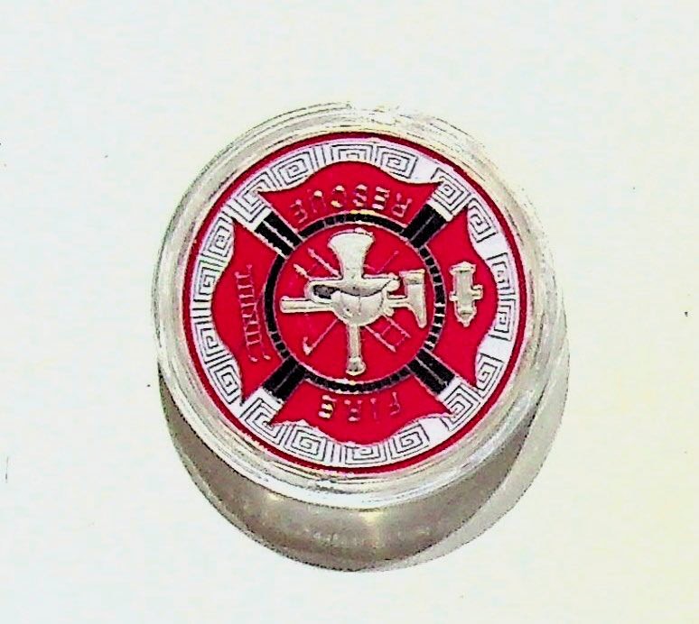 Thin Red Line Firefighter Commemorative Coin Silver Tone Limited Edition