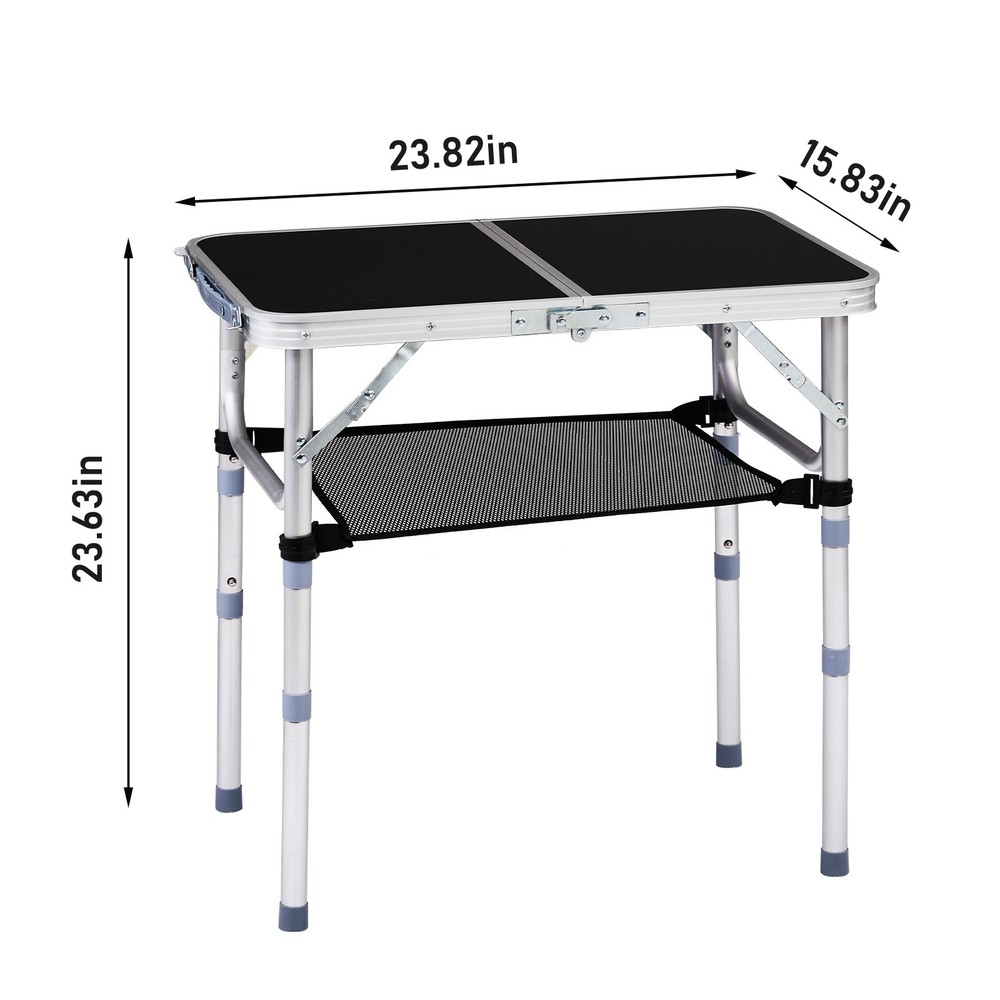 Small Aluminum Foldable Lightweight Patio Side Table with Carry Handle