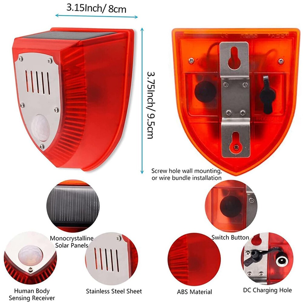 Solar Security Light with Alarm & Motion Sensor Animal Deterrent