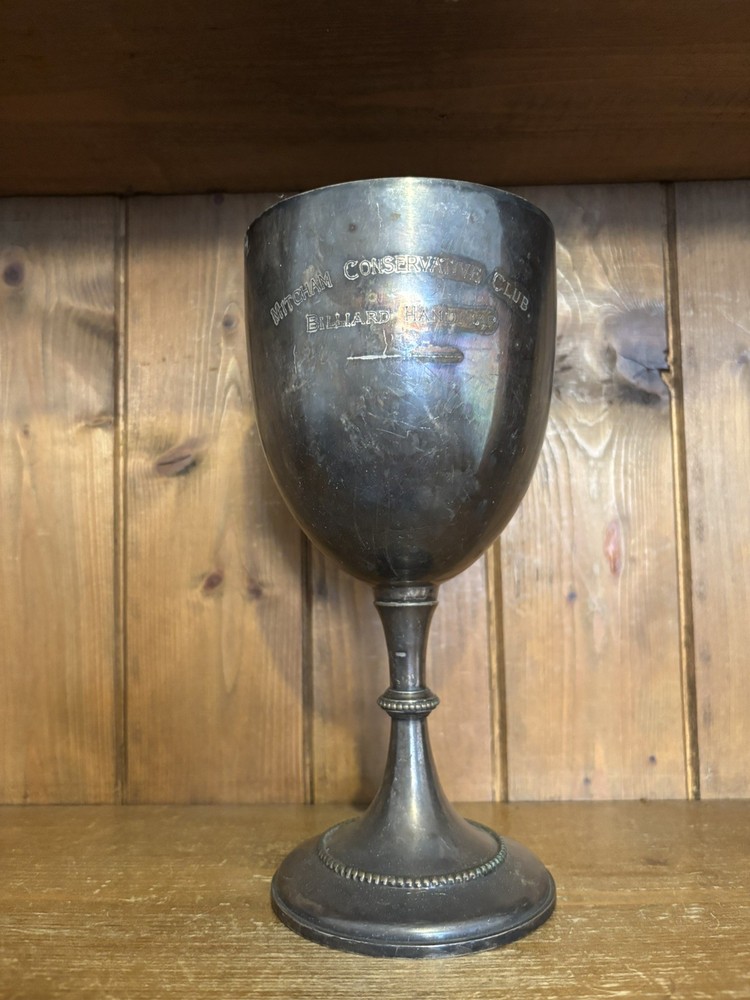 Medium/Large Billiard silver plate trophy, trophies