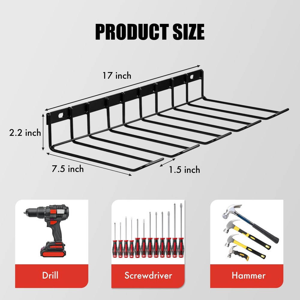 Heavy-Duty Floating Drill Organizer Rack - Carbon Steel Hook - Mount, Movable...